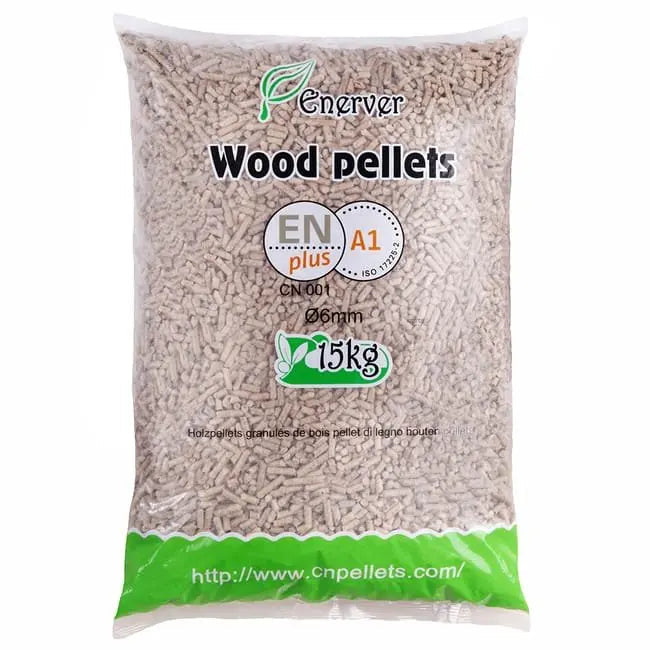 WOOD PELLETS – Granulés de bois sac 15 KG – X20 Sacs – 300KG – ENERVER Mandin Bois