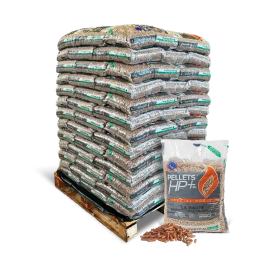 Granulés de bois HP+ – Piveteau – 104 sacs de 10kg Mandin Bois