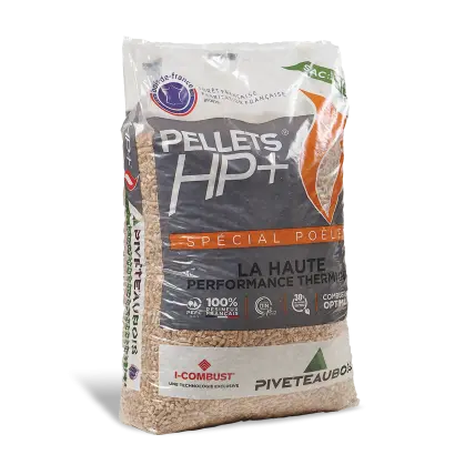 Granulés de bois HP+ – Piveteau – palette de 60 Sacs de 15kg Mandin Bois