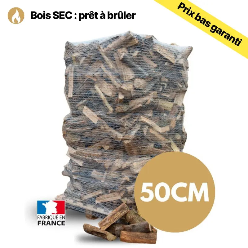 Bois de chauffage – 50 cm – ballot sur palette – 1.3 m3 – Extra Sec
