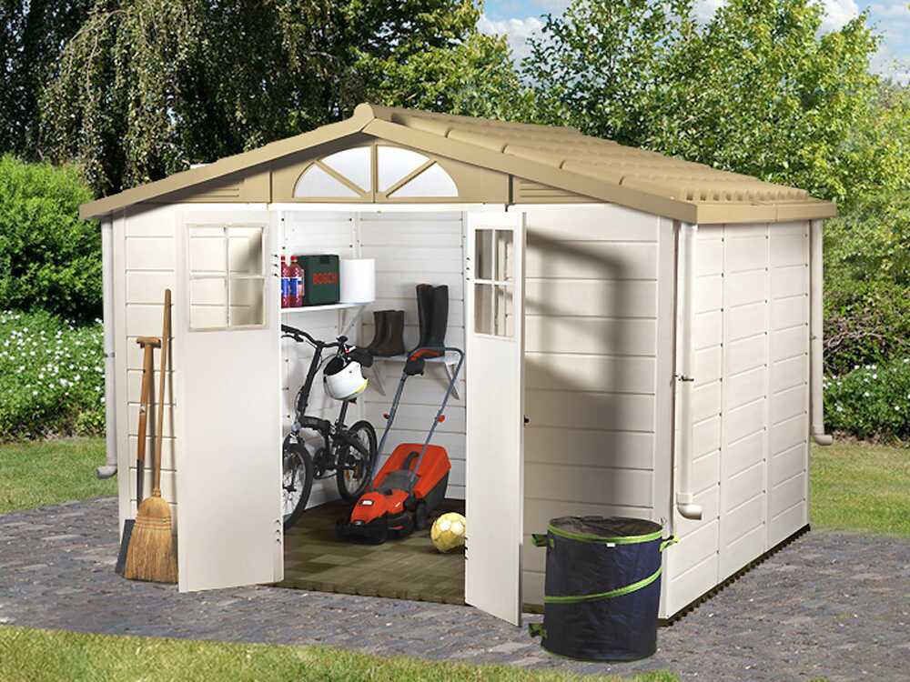  Abri de jardin - Garofalo Tuscany Evo 280 - Avec fenêtres et porte à double battant - 282,5 x 242,5 x 225 cm