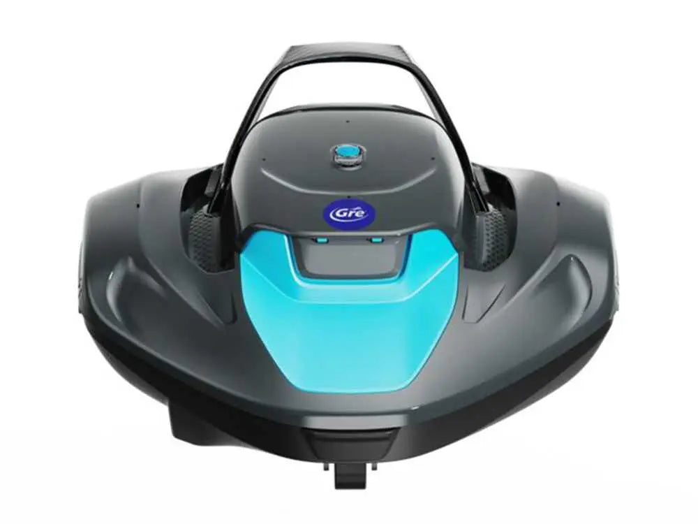 Robot de piscine à batterie GRE Moovo 90 sans fil avec autonomie 90 minutes, aspiration 5 m³/h, filtration 180 microns et nettoyage automatique du fond pour piscines jusqu’à 80 m².