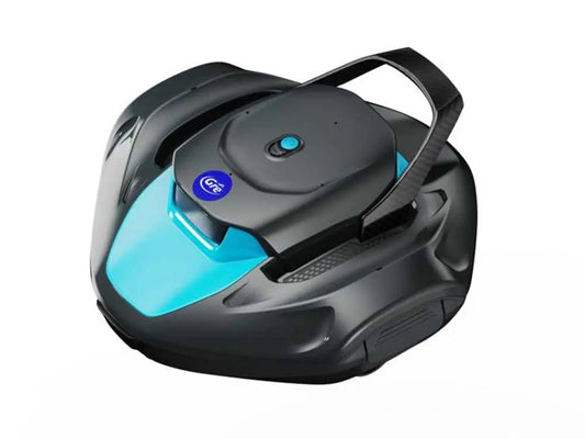 Robot de piscine à batterie GRE Moovo 90 sans fil avec autonomie 90 minutes, aspiration 5 m³/h, filtration 180 microns et nettoyage automatique du fond pour piscines jusqu’à 80 m².