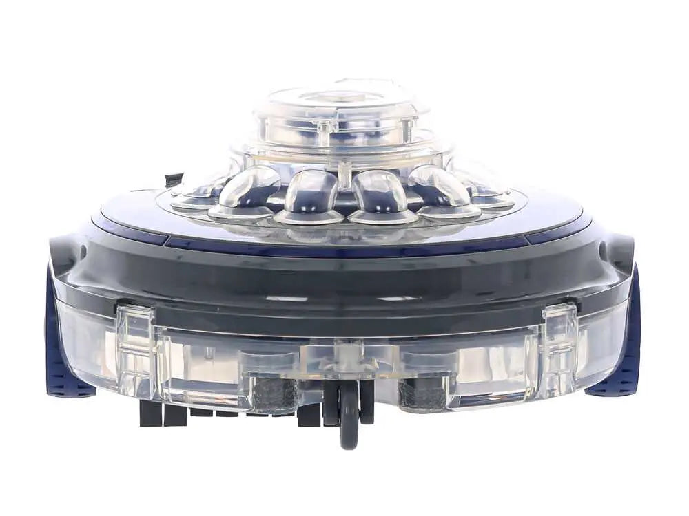 Robot de piscine à batterie GRE Wet Runner Plus sans fil avec nettoyage automatique du fond, batterie rechargeable et fonctionnement autonome pour piscines hors-sol et enterrées.