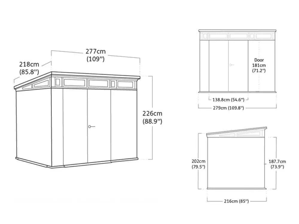 Abri de jardin - Keter Artisan gris -  Avec porte double battant - 277x218x226 cm Didier Electromenager