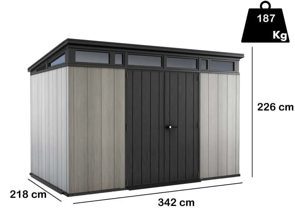 Abri de jardin - Keter Artisan gris -  Avec porte à double pans - 342x218x226 cm