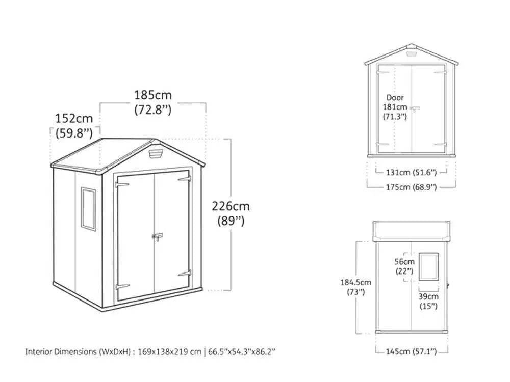 Abri de jardin - Keter Manor beige - Avec fenêtre latérale - 185x152x226 cm DIDIER ELECTROMENAGER