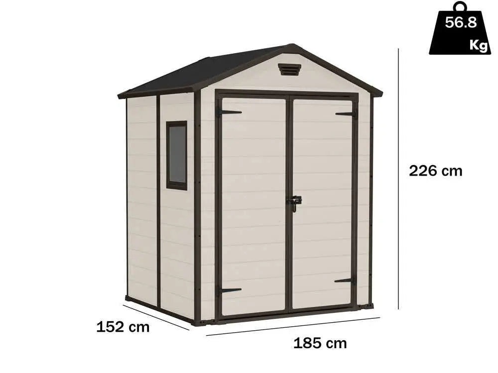  Abri de jardin - Keter Manor beige - Avec fenêtre latérale - 185x152x226 cm