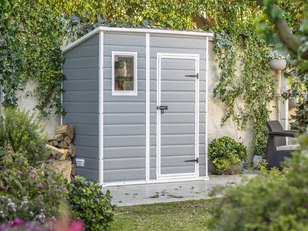 Abri de jardin - Keter Manor Pent gris -  Avec fenêtre frontale - 183.5x111x200.5 cm