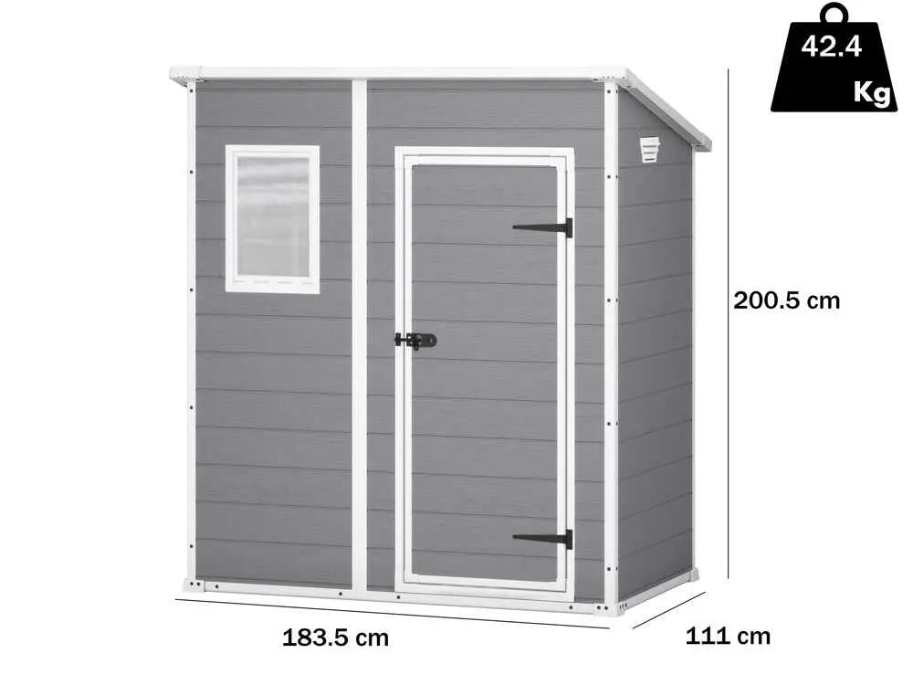 Abri de jardin - Keter Manor Pent gris -  Avec fenêtre frontale - 183.5x111x200.5 cm