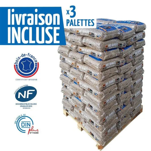 Palette de granulés WOODSTOCK x 3 (198 sacs) Mandin Bois