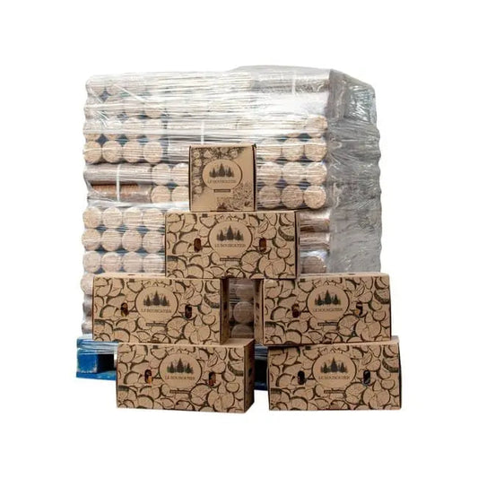 1000 kg de bûches compressées de jour, bois densifié pour poêle/cheminée + 5 cartons d’allume-bois + 1 carton 2 kg d’allume-feu Mandin Bois