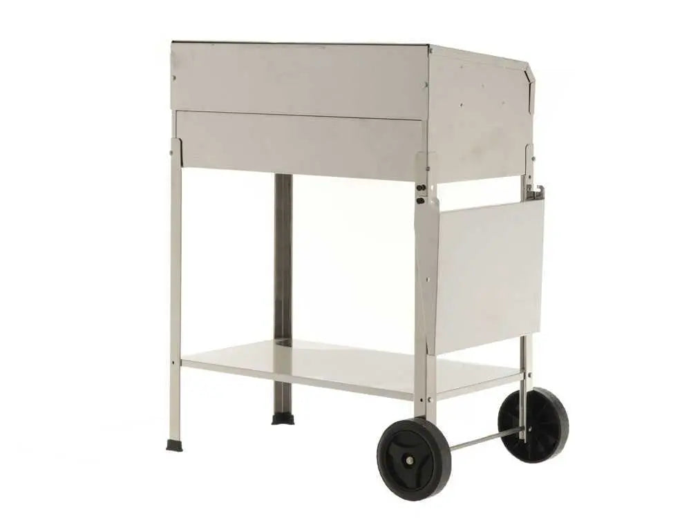 Barbecue à charbon Achille INOX 60x40x90 avec couvercle, grille réglable et structure en acier inoxydable. Compact, robuste et idéal pour grillades en famille jusqu’à 8 personnes.