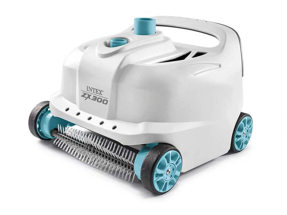 Robot nettoyeur piscine Intex ZX300 hydraulique sans électricité avec nettoyage automatique du fond et des parois, doubles brosses rotatives, filtration fine 0,15 mm et compatibilité piscines hors-sol jusqu’à 50 m².