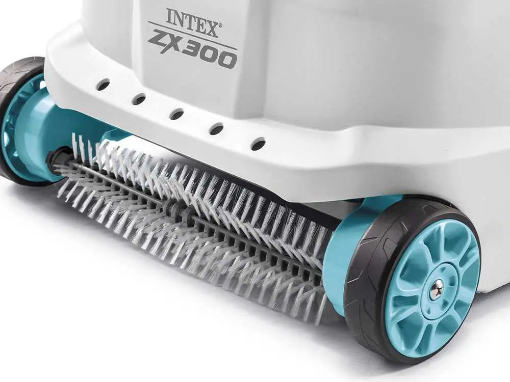 Robot nettoyeur piscine Intex ZX300 hydraulique sans électricité avec nettoyage automatique du fond et des parois, doubles brosses rotatives, filtration fine 0,15 mm et compatibilité piscines hors-sol jusqu’à 50 m².