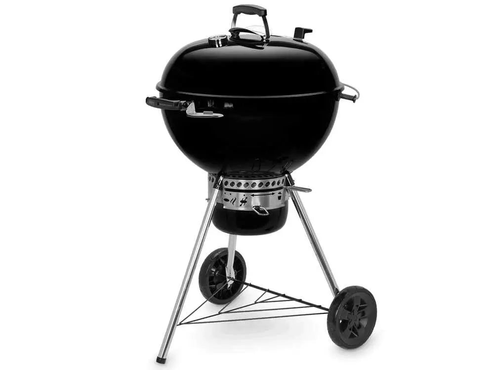 Barbecue à charbon Weber Master Touch GBS E-5750 BLK avec grille Ø57 cm Gourmet BBQ System, système One-Touch et couvercle émaillé. Idéal pour grillades et fumage jusqu’à 11 personnes.
