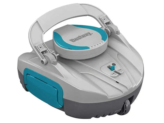 Robot aspirateur rechargeable Bestway Aquatronix G100 sans fil pour piscine hors-sol avec nettoyage automatique du fond, batterie rechargeable et fonctionnement autonome simple et efficace.