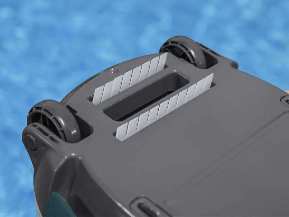 Robot de piscine à batterie Bestway Aquatronix G150 sans fil avec nettoyage automatique du fond, fonctionnement autonome, filtration intégrée et format compact pour piscines hors-sol et petites piscines enterrées.