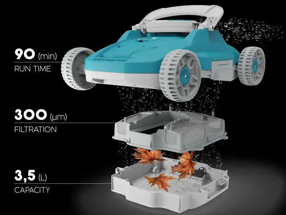 Robot nettoyeur piscine Bestway Aquatronix G200 sans fil avec autonomie 90 minutes, nettoyage automatique du fond, bac de récupération 3,5 L et compatibilité piscines hors-sol jusqu’à 50 m².