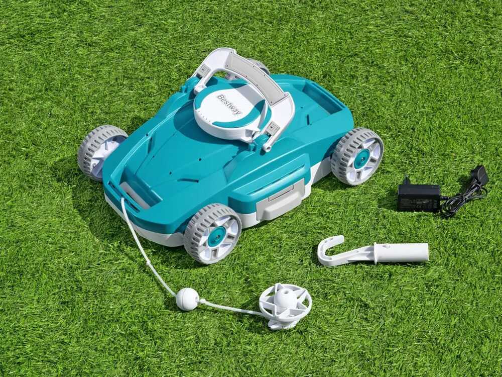 Robot nettoyeur piscine Bestway Aquatronix G200 sans fil avec autonomie 90 minutes, nettoyage automatique du fond, bac de récupération 3,5 L et compatibilité piscines hors-sol jusqu’à 50 m².