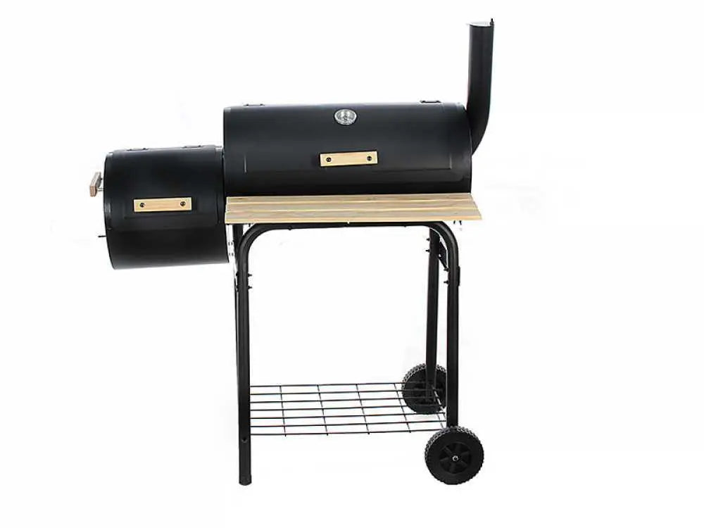 Barbecue à charbon Royal Food CB 400-2 avec fumoir intégré, cuisson indirecte et grilles inox. Compact, performant et idéal pour grillades, fumage et cuisson lente jusqu’à 8 personnes.