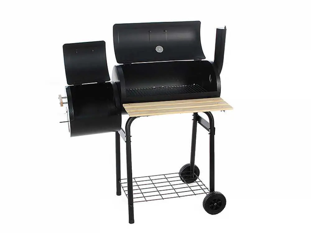 Barbecue à charbon Royal Food CB 400-2 avec fumoir intégré, cuisson indirecte et grilles inox. Compact, performant et idéal pour grillades, fumage et cuisson lente jusqu’à 8 personnes.