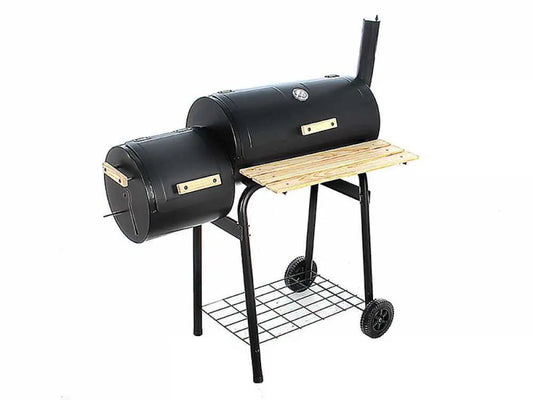 Barbecue à charbon Royal Food CB 400-2 avec fumoir intégré, cuisson indirecte et grilles inox. Compact, performant et idéal pour grillades, fumage et cuisson lente jusqu’à 8 personnes.