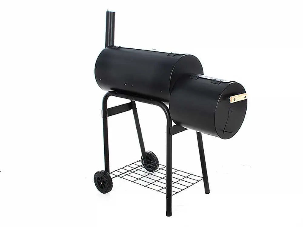 Barbecue à charbon Royal Food CB 400-2 avec fumoir intégré, cuisson indirecte et grilles inox. Compact, performant et idéal pour grillades, fumage et cuisson lente jusqu’à 8 personnes.