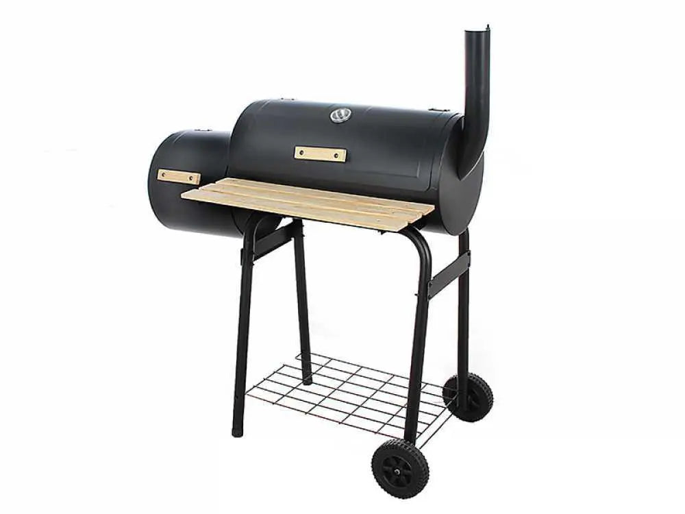 Barbecue à charbon Royal Food CB 400-2 avec fumoir intégré, cuisson indirecte et grilles inox. Compact, performant et idéal pour grillades, fumage et cuisson lente jusqu’à 8 personnes.
