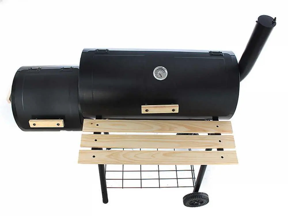 Barbecue à charbon Royal Food CB 400-2 avec fumoir intégré, cuisson indirecte et grilles inox. Compact, performant et idéal pour grillades, fumage et cuisson lente jusqu’à 8 personnes.