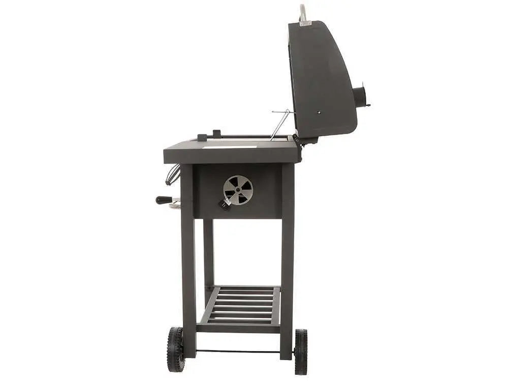 Barbecue à charbon Royal Food CB1450 Small avec grilles inox, couvercle et bac à charbon réglable. Compact, pratique et idéal pour terrasse, balcon et grillades jusqu’à 5 personnes.