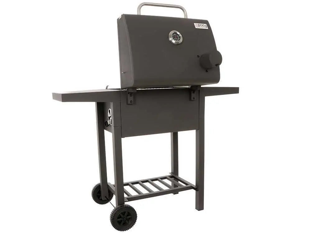 Barbecue à charbon Royal Food CB1450 Small avec grilles inox, couvercle et bac à charbon réglable. Compact, pratique et idéal pour terrasse, balcon et grillades jusqu’à 5 personnes.