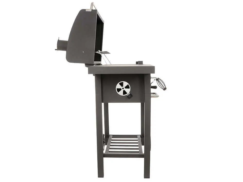 Barbecue à charbon Royal Food CB1450 Small avec grilles inox, couvercle et bac à charbon réglable. Compact, pratique et idéal pour terrasse, balcon et grillades jusqu’à 5 personnes.
