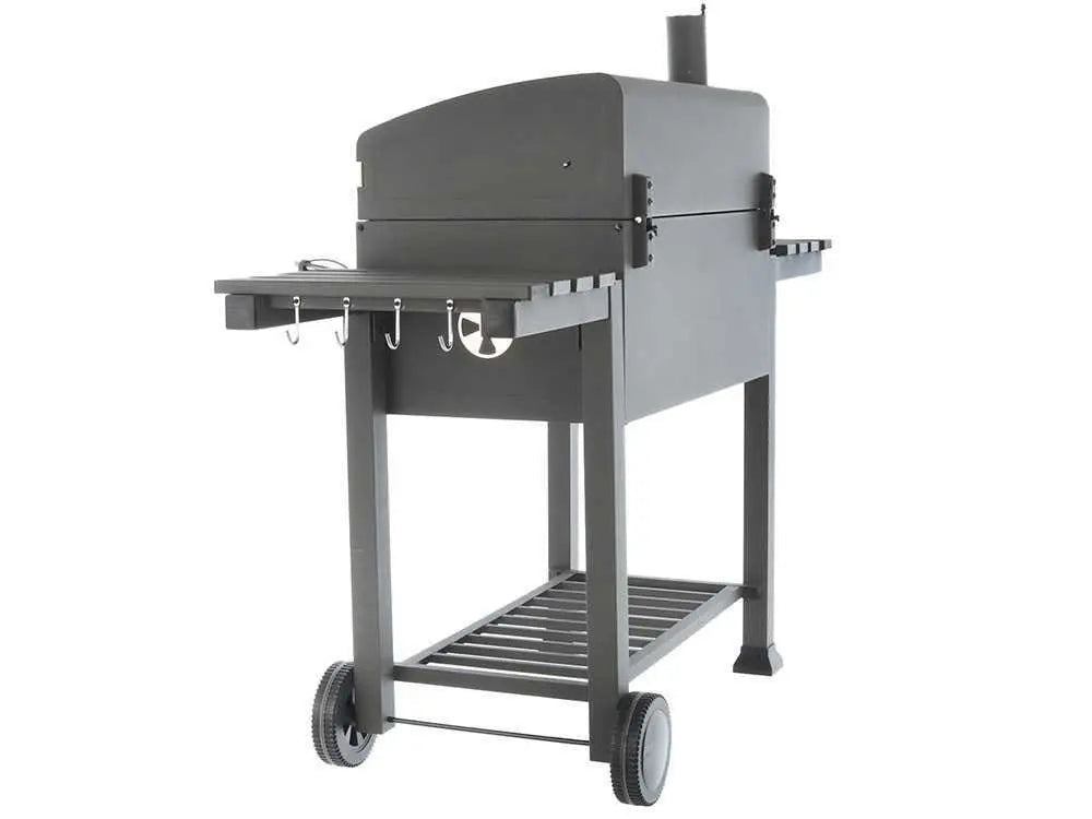 Barbecue à charbon Royal Food CB3000 Large avec grilles inox, couvercle, thermomètre et bac à charbon réglable. Grande surface de cuisson 3000 cm² idéale pour 12 à 15 personnes.