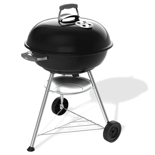 Barbecue à charbon Weber Compact Kettle 57 cm avec couvercle, cuisson homogène et ventilation réglable. Idéal pour grillades familiales jusqu’à 11 personnes avec cuisson directe et indirecte.