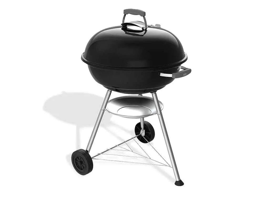 Barbecue à charbon Weber Compact Kettle 57 cm avec couvercle, cuisson homogène et ventilation réglable. Idéal pour grillades familiales jusqu’à 11 personnes avec cuisson directe et indirecte.