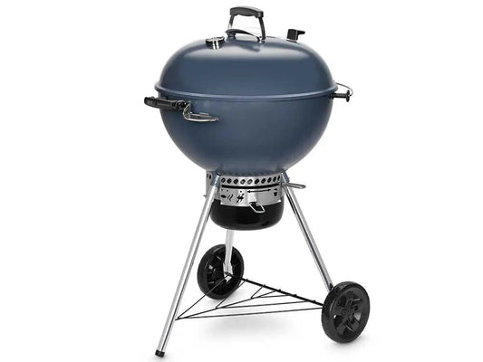 Barbecue à charbon Weber Master Touch GBS C-5750 Slate Blue avec grille Gourmet BBQ System, cuisson indirecte et système One-Touch. Barbecue premium Weber idéal pour grillades, fumage et Low &amp; Slow jusqu’à 11 personnes.