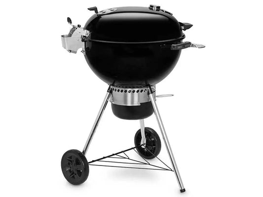 Barbecue à charbon Weber Master Touch Premium E-5770 BLK avec grille inox Gourmet BBQ System Ø57 cm, système One-Touch, couvercle à charnière et cuisson indirecte. Idéal pour fumage, grillades et cuisson low & slow.