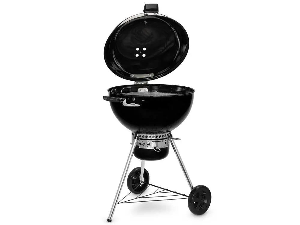 Barbecue à charbon Weber Master Touch Premium E-5770 BLK avec grille inox Gourmet BBQ System Ø57 cm, système One-Touch, couvercle à charnière et cuisson indirecte. Idéal pour fumage, grillades et cuisson low & slow.