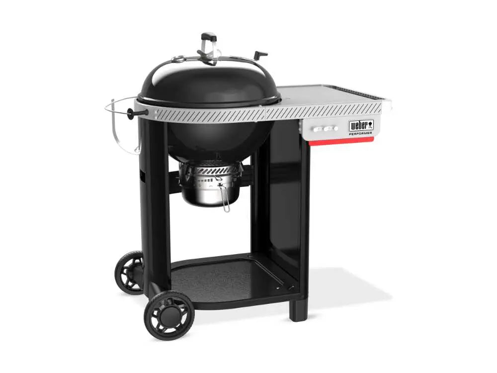Barbecue à charbon Weber Performer avec grille Ø57 cm, système One-Touch, tablette latérale et cuisson indirecte. Barbecue premium idéal pour grillades, fumage et cuisson au charbon Weber.