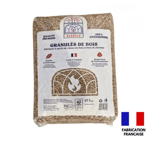Le Pellet Arédien, norme ENplus 100% châtaignier Mandin Bois